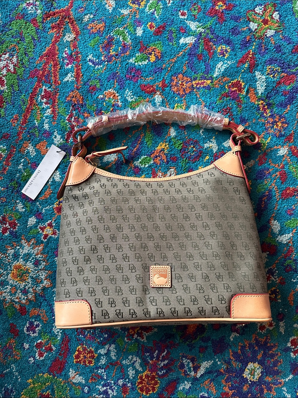 Dooney & Bourke Brown/Tan Logo Shoulder Bag